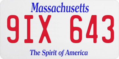 MA license plate 9IX643