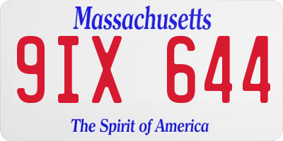 MA license plate 9IX644