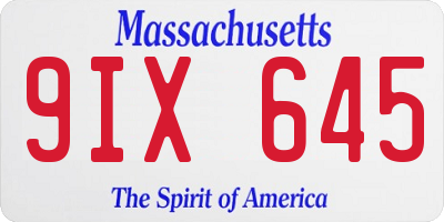 MA license plate 9IX645