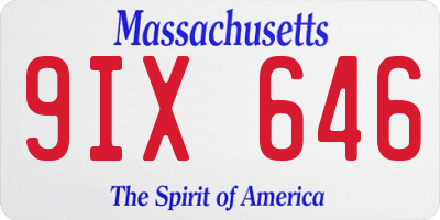 MA license plate 9IX646