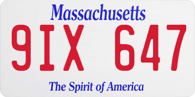 MA license plate 9IX647
