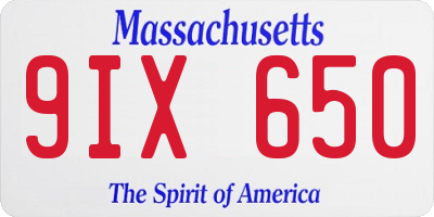 MA license plate 9IX650