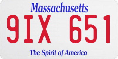MA license plate 9IX651