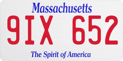 MA license plate 9IX652