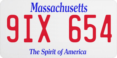 MA license plate 9IX654