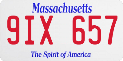 MA license plate 9IX657