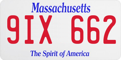 MA license plate 9IX662