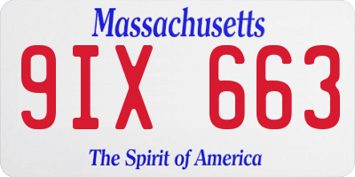 MA license plate 9IX663