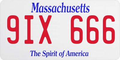 MA license plate 9IX666