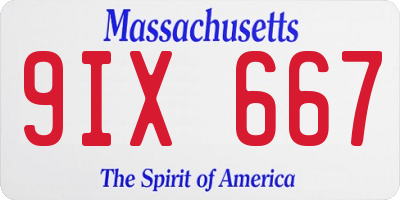 MA license plate 9IX667