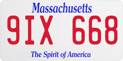 MA license plate 9IX668