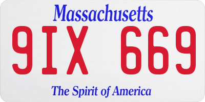 MA license plate 9IX669