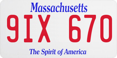 MA license plate 9IX670
