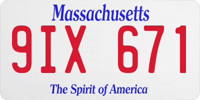 MA license plate 9IX671