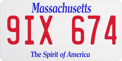 MA license plate 9IX674