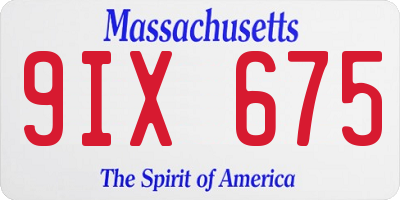 MA license plate 9IX675