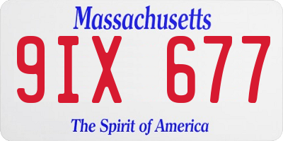 MA license plate 9IX677