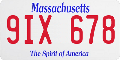MA license plate 9IX678