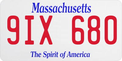 MA license plate 9IX680
