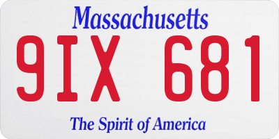 MA license plate 9IX681