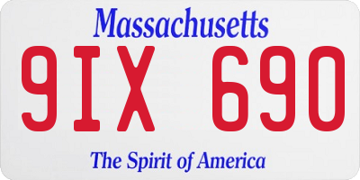 MA license plate 9IX690