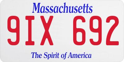MA license plate 9IX692