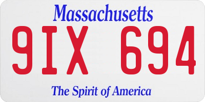 MA license plate 9IX694