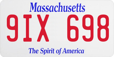 MA license plate 9IX698