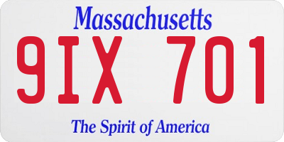 MA license plate 9IX701