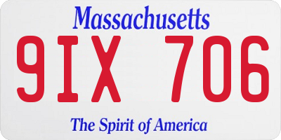 MA license plate 9IX706