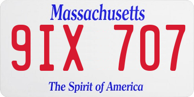 MA license plate 9IX707