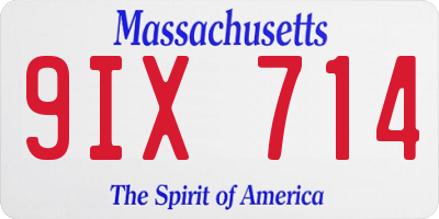 MA license plate 9IX714