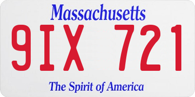 MA license plate 9IX721