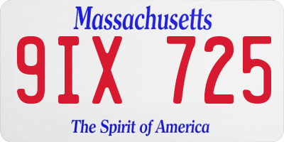 MA license plate 9IX725