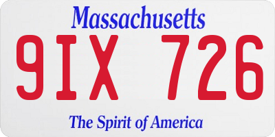 MA license plate 9IX726