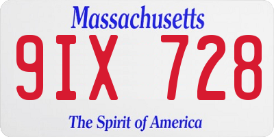 MA license plate 9IX728