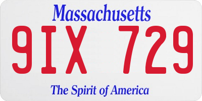 MA license plate 9IX729