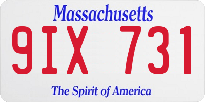 MA license plate 9IX731