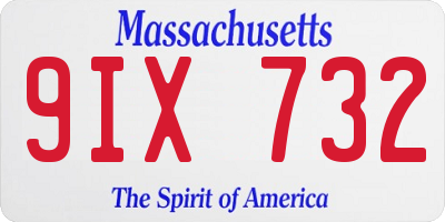 MA license plate 9IX732