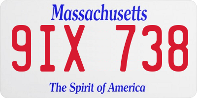 MA license plate 9IX738