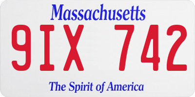 MA license plate 9IX742