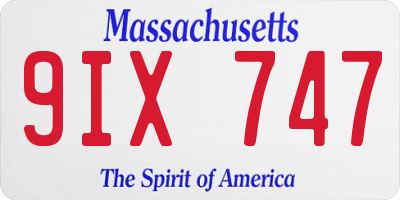 MA license plate 9IX747