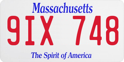 MA license plate 9IX748