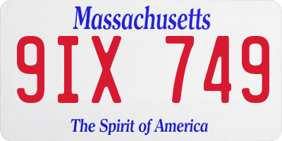 MA license plate 9IX749