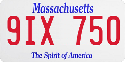 MA license plate 9IX750