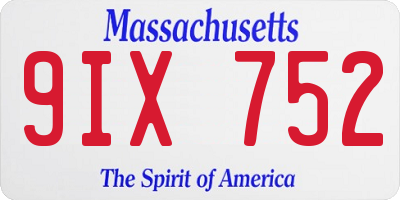 MA license plate 9IX752