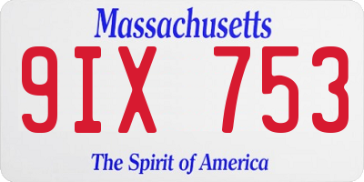 MA license plate 9IX753