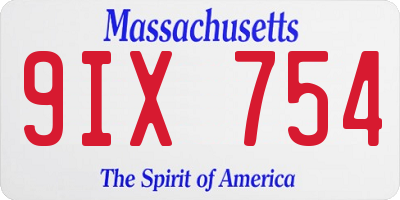 MA license plate 9IX754