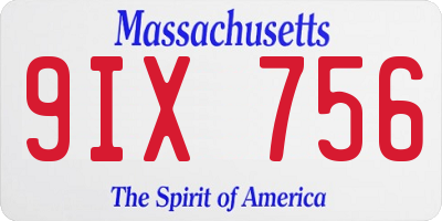 MA license plate 9IX756