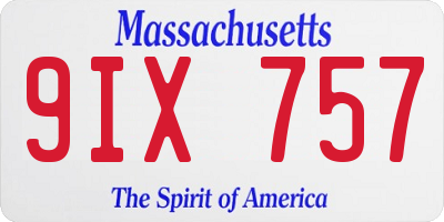 MA license plate 9IX757